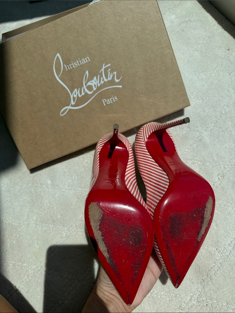 Christian Louboutin Candy Striped Pumps - Picture 3 of 5